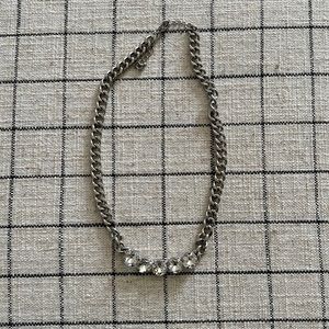 Silver Chain and Rhinestone Necklace